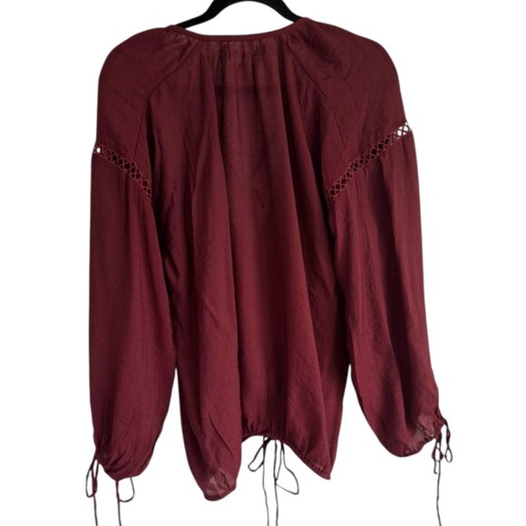 Faithful The Brand Billowy Wine Colored Boho Top with Multiple Ties Women's Sz M - Picture 7 of 7
